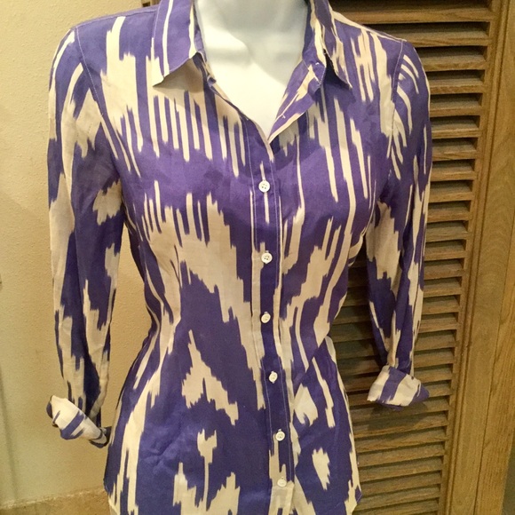 J. Crew Tops - J.Crew Silk Blend Ikat Perfect Shirt